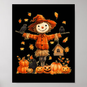 Poster Cute Scarecrow Pumpkin Dia das Bruxas de Ação de G