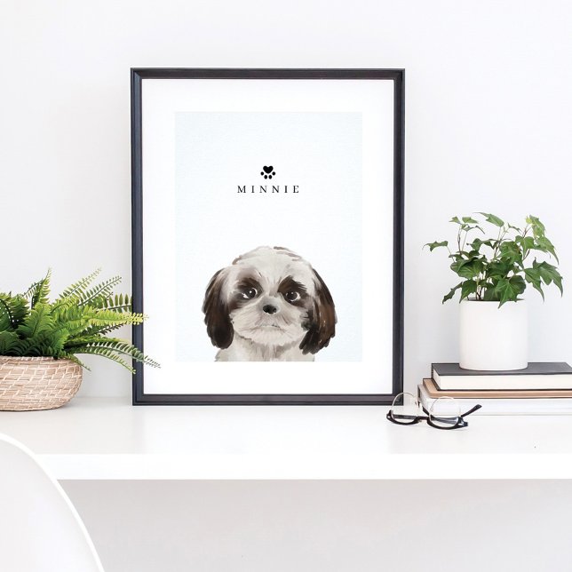 Poster Cute Shih Tzu Watercolor Illustration Dog (Criador carregado)