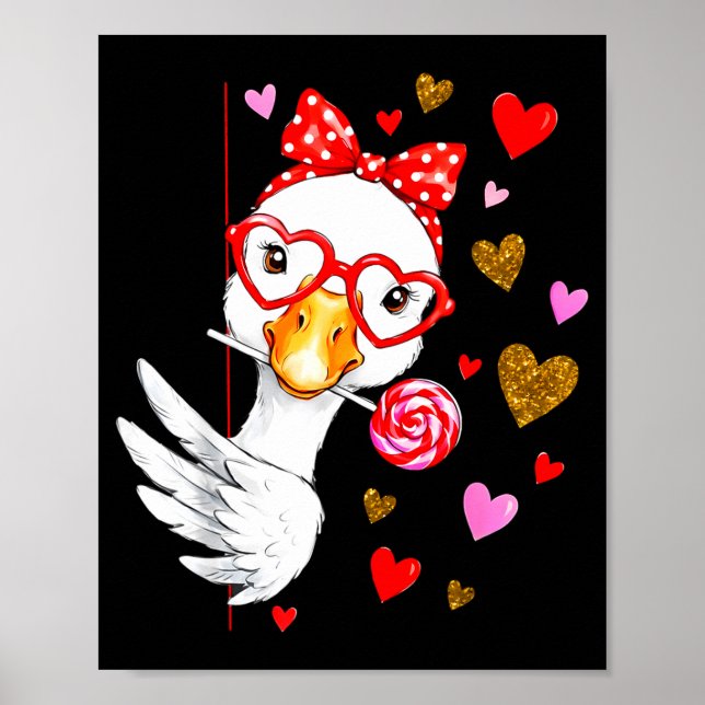 Poster Cute Silly Goose Coquette Bow Valentine's Day Men  (Frente)