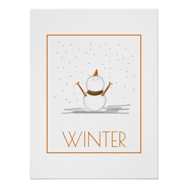 Póster Cute Snowman Winter Art (Frente)