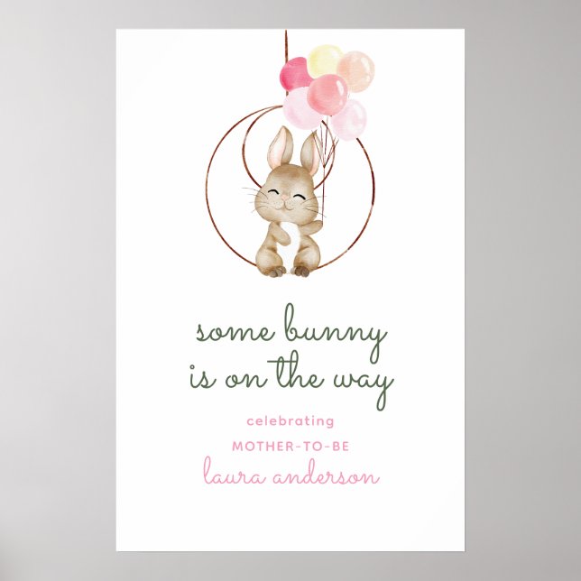 Poster Cute Some Bunny Is On The Way Nursery (Frente)
