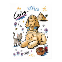 Cute Sphinx Cairo Egito Arte Doodle