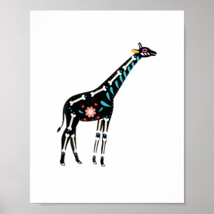 Poster Cute Sugar Skull Girafa Mexicana Halloween Dia De