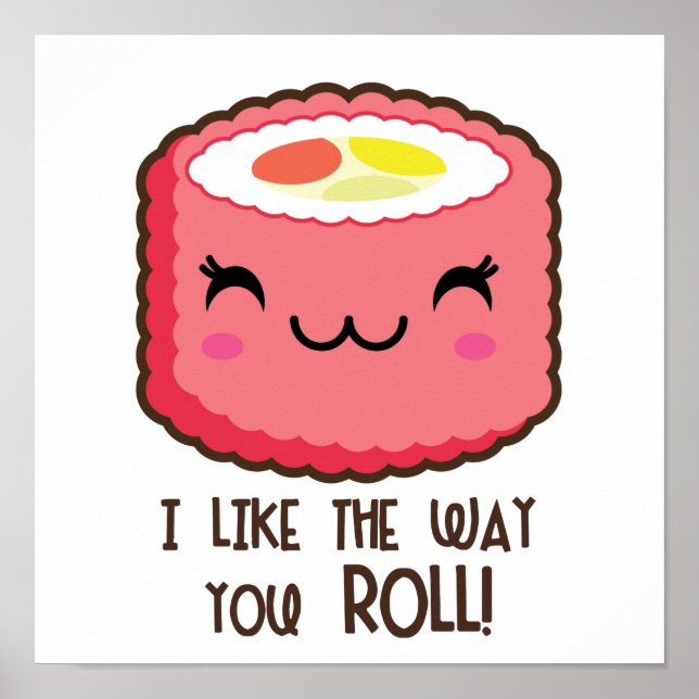 Póster Cute Sushi Roll Emoji (Frente)