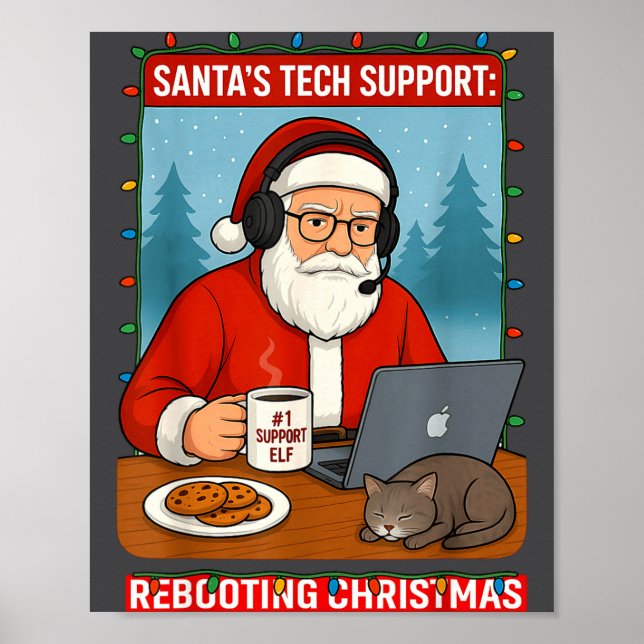 Poster Cute Tech Support s Rebooting Santa (Frente)