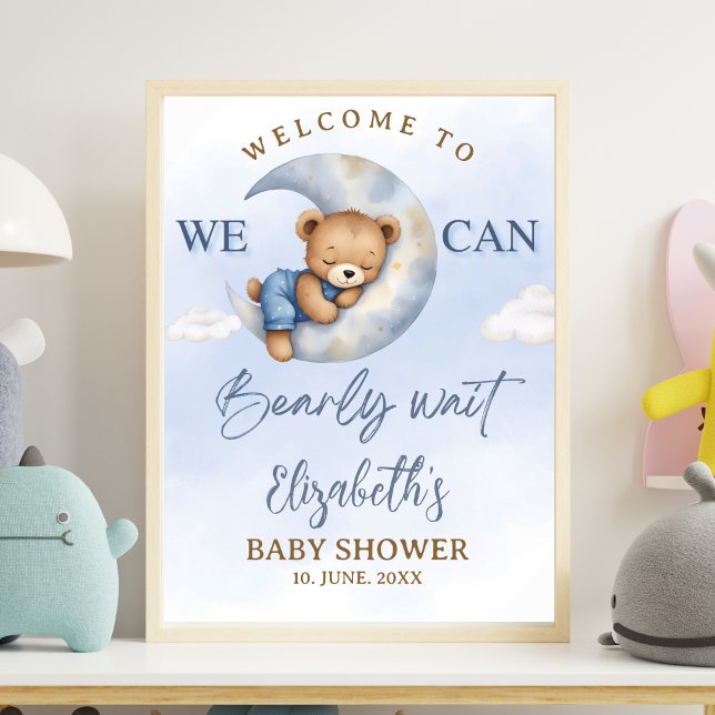 Poster Cute Teddy Baby Shower for a Girl (Criador carregado)
