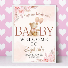 Poster Cute Teddy Bear Baby Shower Girl