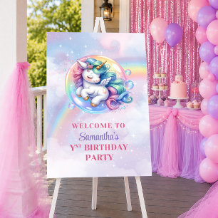 Poster Cute Unicorn Dia Mágico Aniversário Menina Boas-Vi