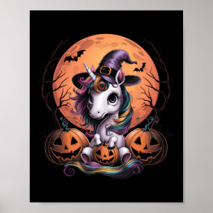 Poster Cute Unicorn Pumpkin Girls Kids Dia de as Bruxas e
