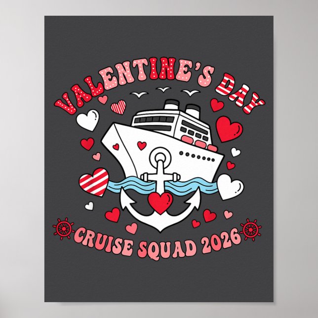 Poster Cute Valentines Day Cruise 2026 Matching Cruise Fo (Frente)