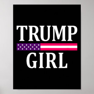 Poster Cute Vintage Vote Trump Girl Republican USA Flag 2