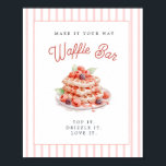Poster Cute Waffle Bar Bridal shower<br><div class="desc">Cute Waffle bar bridal shower poster with watercolor waffle and berries.</div>