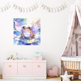 Poster Cute Watercolour Fairy Frog | Girls Nursery Art