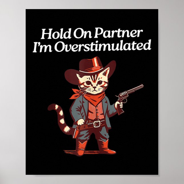 Poster Cute Western Cat Cowboy Esperando um parceiro. (Frente)