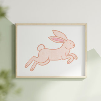 Poster Cute & Whimsical Hand-Drawn Rabbit Nursery Art