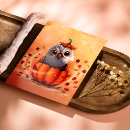 Póster Cute Wildlife Of An Owl's Echo: Autumn's Guardian