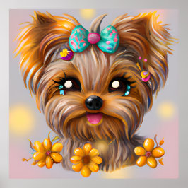 Poster Cute Yorkie Kawaii