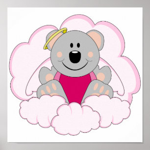 Póster Cutelyn Baby Girl Angel Koala Ursa Nas Nuvens