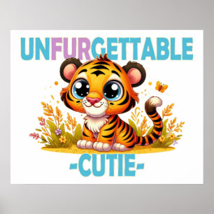 Poster Cuteza inesquecível trocadilho divertido. Desenho 