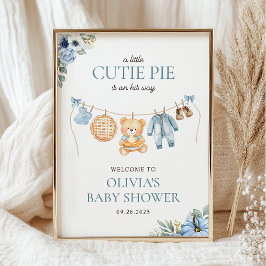 Poster Cutie Pie Blue Fall Boy Baby Shower Welcome