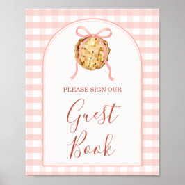 Poster Cutie Pie Pastel Pink Bow Gingham Fall Guest Book