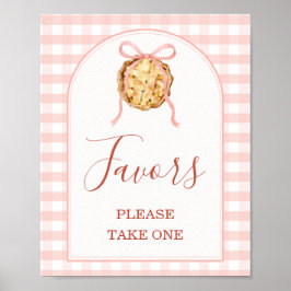 Poster Cutie Pie Pastel Pink Gingham Baby Shower Favors