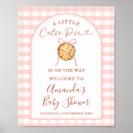 Poster Cutie Pie Pastel Pink Gingham Baby Shower Welcome