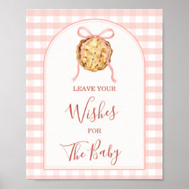 Poster Cutie Pie Pastel Pink Gingham Leave Your Wishes