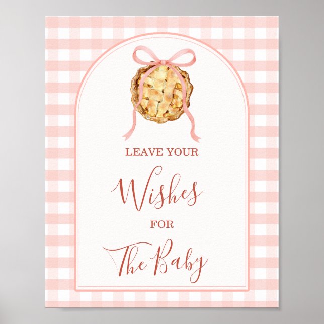 Poster Cutie Pie Pastel Pink Gingham Leave Your Wishes (Frente)