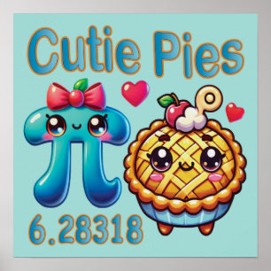Poster "Cutie Pies" - Símbolo de Pi Cónico e Pie Pun