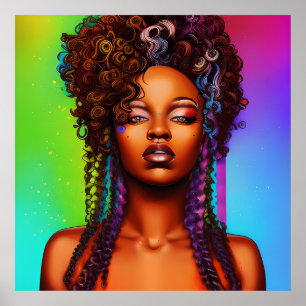 Poster Cutie Rainbow Cute Hair Black Melanin Afro