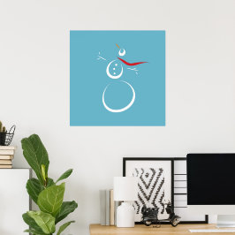 Poster Cyan Cute Snowman