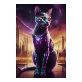 Póster Cyber Cat Poster - Muro Felino Físico Físico-Físic