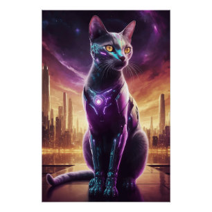 Póster Cyber Cat Poster - Muro Felino Físico Físico-Físic