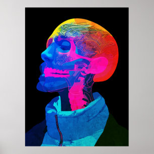 Poster Cyber Skull – Arte de Anatomia Futurista