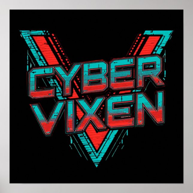 Poster Cyber Vixen Gamer Girl Gaming Graphic | Video Game (Frente)
