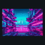 Poster Cyberpunk 2049 Neon City Landscape Sci-Fi<br><div class="desc">Open a vibrant, glowing window to the future right on your wall with this spectacular cyberpunk cityscape poster. This panoramic artwork draws you deep into a high-tech, dystopian city canyon. The intense, luminous neon magenta and cyan lights reflect off complex industrial structures, leading the eye toward a distant, futuristic skyline....</div>