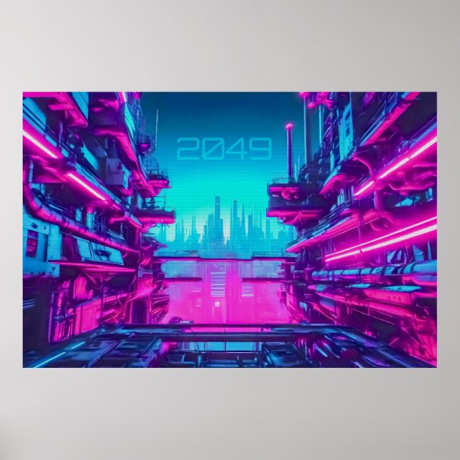 Poster Cyberpunk 2049 Neon City Landscape Sci-Fi (Frente)