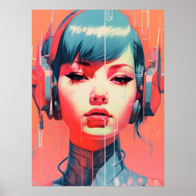 Poster Cyberpunk Cyborg Girl (Frente)