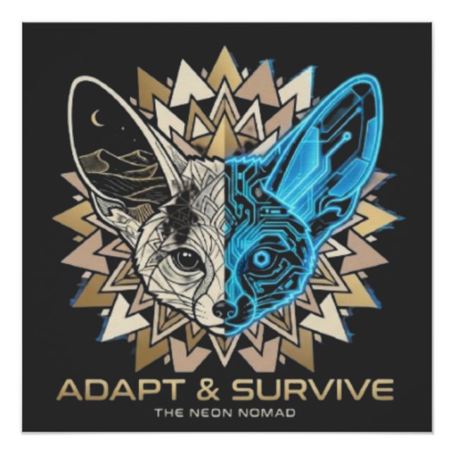 Póster Cyberpunk Fennec Fox Geometric (Frente)