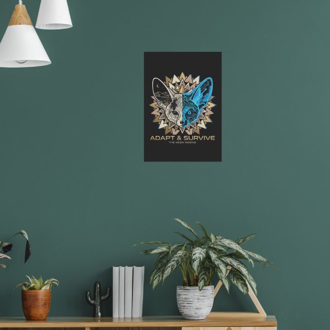 Poster Cyberpunk Fennec Fox Geometric (Sala de Estar 1)