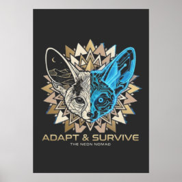 Poster Cyberpunk Fennec Fox Geometric