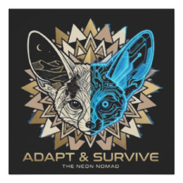 Póster Cyberpunk Fennec Fox Geométrico