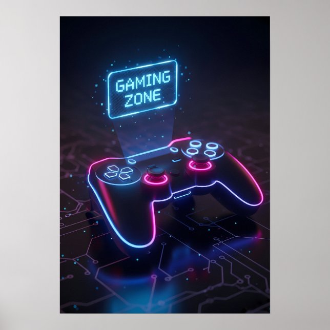 Poster Cyberpunk Gaming Controller (Frente)