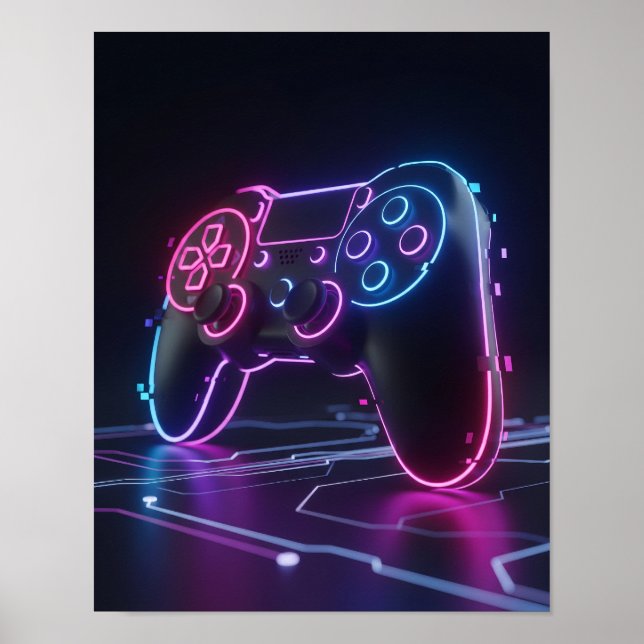 Poster Cyberpunk Gaming Controller (Frente)