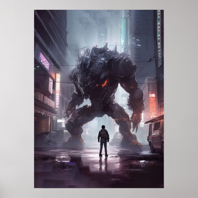 Poster Cyberpunk - Guerreiro, Gym, Workout, Sucesso (Frente)