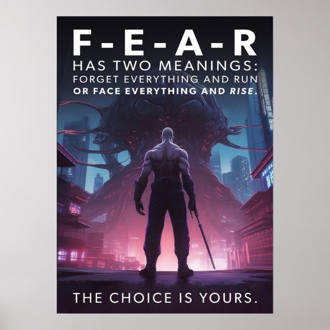 Poster Cyberpunk - Guerreiro, Gym, Workout, Sucesso (Frente)