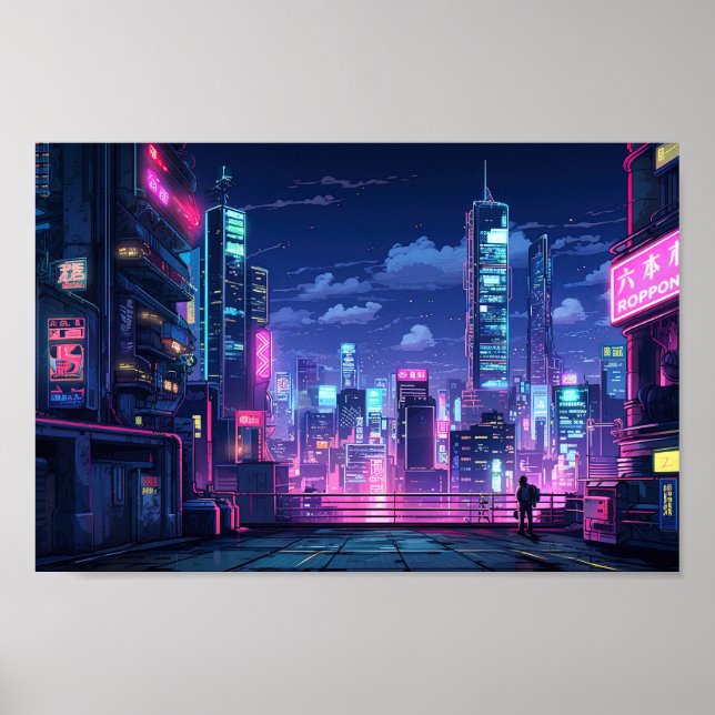 Poster Cyberpunk Japan Rooftop (Frente)