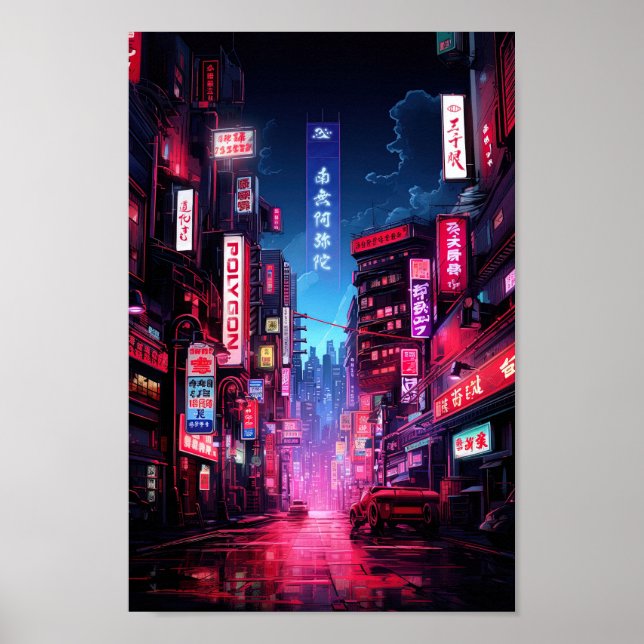 Poster Cyberpunk Tokyo Night Street (Frente)