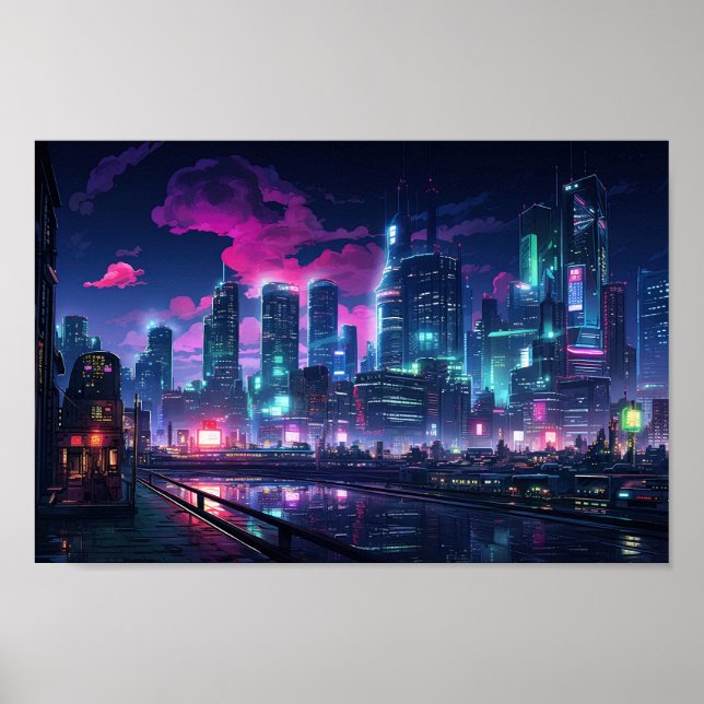 Poster Cyberpunk Tokyo Riverfront (Frente)